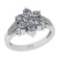 1.24 Ctw SI2/I1 Diamond Style 14K White Gold Flower Style Engagement Ring