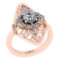 0.77 Ctw SI2/I1 Diamond Style 14K Rose Gold Vintage Style Engagement Ring