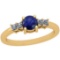 1.62 Ctw I2/I3 Blue Sapphire And Diamond 14K Yellow Gold Vintage Style Ring