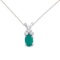 Certified 14K White Gold Oval Emerald Pendant with Diamonds