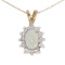 Certified 10k Yellow Gold Oval Opal And Diamond Pendant