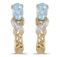 Certified 14k Yellow Gold Oval Aquamarine And Diamond Earrings
