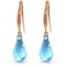 14K Solid Rose Gold Fish Hook Earrings withDiamonds & Blue Topaz