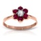 14K Solid Rose Gold Ring withNatural Diamond & Rubies