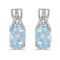 Certified 14k White Gold Oval Aquamarine And Diamond Earrings