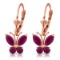 1.24 Carat 14K Solid Rose Gold Butterfly Earrings Natural Ruby
