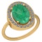 2.76 Ctw Emerald And Diamond I2/I3 14K Yellow Gold Vintage Style Ring