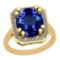 4.33 Ctw VS/SI1 Tanzanite And Diamond 14K Yellow Gold Victorian Style Ring