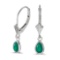 Certified 14k White Gold Pear Emerald Bezel Lever-back Earrings 0.66 CTW