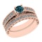 1.17 Ctw I2/I3 Treated Fancy Blue And White Diamond 14K Rose Gold Bridal Wedding Ring
