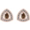0.45 Ct Natural Fancy Brown Diamond I2/I3And White Diamond I2/I3 14k Rose Gold Stud Earrings