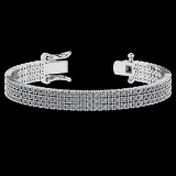 4.92 Ctw SI2/I1 Diamond 14K White Gold 3 Row Bracelet