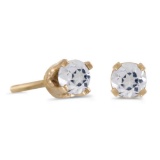 Certified 3 mm Petite Round White Topaz Stud Earrings in 14k Yellow Gold 0.22 CTW