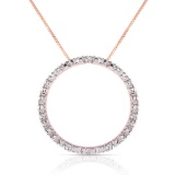 14K Solid Rose Gold Diamonds Circle Of Love Necklace