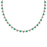4.11 Ctw SI2/I1 Emerald And Diamond 14K Rose Gold Necklace