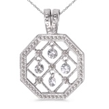 Certified 14K White Gold Dashing Diamonds Pendant