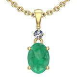 4.25 Ctw Emerald And Diamond I2/I3 14K Yellow Gold Victorian Pendant