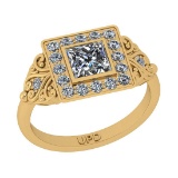 1.12 Ctw SI2/I1 Diamond Style 14K Yellow Gold Vintage Style Engagement Ring