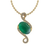 15.75 Ctw VS/SI1 Emerald And Diamond 14K Yellow Gold Pendant