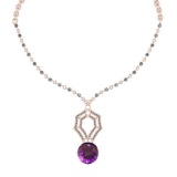 25.63 Ctw VS/SI1 Amethyst And Diamond 14k Rose Gold Victorian Style Necklace