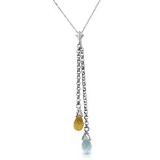 1.4 CTW 14K Solid White Gold Necklace Blue Topaz And Citrine