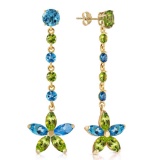 4.8 Carat 14K Solid Gold Chandelier Earrings Natural Blue Topaz