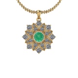 2.41 Ctw VS/SI1 Emerald And Diamond 14K Yellow Gold Vintage Style Pendant