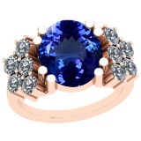 5.10 Ctw VS/SI1 Tanzanite And Diamond 14K Rose Gold Victorian Style Ring