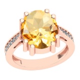 4.33 Ctw I2/I3 Citrine And Diamond 10K Rose Gold Victorian Style Ring