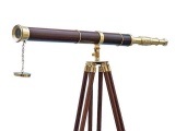 Admirals Floor Standing Brass with Wood Telescope 60in.