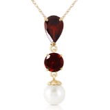 5.25 CTW 14K Solid Gold Necklace Garnet pearl