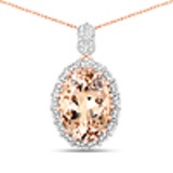 6.36 Carat Genuine Morganite and White Diamond 14K Rose Gold Pendant
