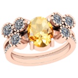 2.44 Ctw Citrine And Diamond I2/I3 10K Yellow Gold Vintage Style Ring