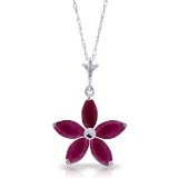 1.4 CTW 14K Solid White Gold Further To Go Ruby Necklace