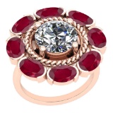 5.00 Ctw I2/I3 Ruby And Diamond 14K Rose Gold Vintage Style Ring