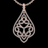 1.03 Ctw I2/I3 Diamond 10K Rose Gold Victorian Style Pendant