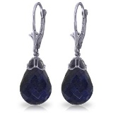 29.6 CTW 14K Solid White Gold Leverback Earrings Briolette Sapphire
