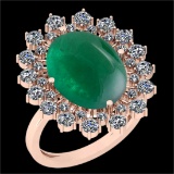 24.82 Ctw SI2/I1 Emerald And Diamond 14k Rose Gold Victorian Style Ring