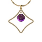 Certified 5.57 Ctw I2/I3 Amethyst And Diamond 14K Yellow Gold Pendant
