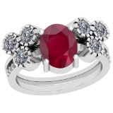 2.44 Ctw VS/SI1 Ruby And Diamond Platinum Vintage Style Ring