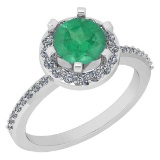 1.52 Ctw VS/SI1 Emerald And Diamond 14K White Gold Engagement Halo Ring