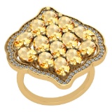 5.26 Ctw Citrine And Diamond I2/I3 10K Yellow Gold Vintage Style Ring