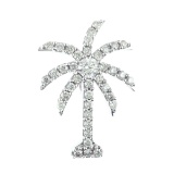 Certified 14K White Gold 1 Ct Diamond Palm Tree Pendant
