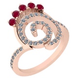0.96 Ctw VS/SI1 Ruby And Diamond 14K Rose Gold Ring