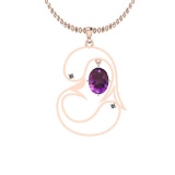 1.28 Ctw VS/SI1 Amethyst And Diamond 10K Rose Gold Necklace