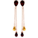 7.5 Carat 14K Solid Rose Gold Chandelier Earrings Garnet Citrine