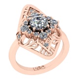 0.77 Ctw SI2/I1 Diamond Style 14K Rose Gold Vintage Style Engagement Ring