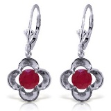 1.1 Carat 14K Solid White Gold Wonderfully Made Ruby Earrings