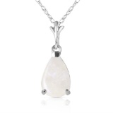 0.77 Carat 14K Solid White Gold Necklace Natural Opal