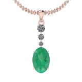 5.57 Ctw Emerald And Diamond I2/I3 14K Rose Gold Victorian Pendant